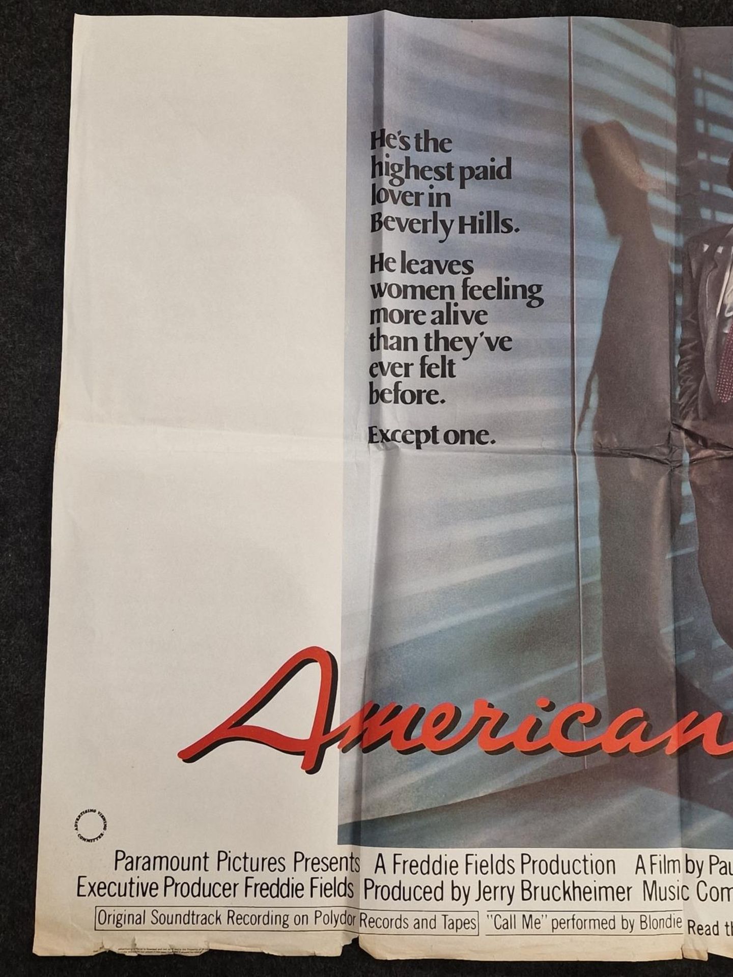 "American Gigolo" original vintage folded quad film poster 1980 starring Richard Gere 40"x30". - Image 2 of 5