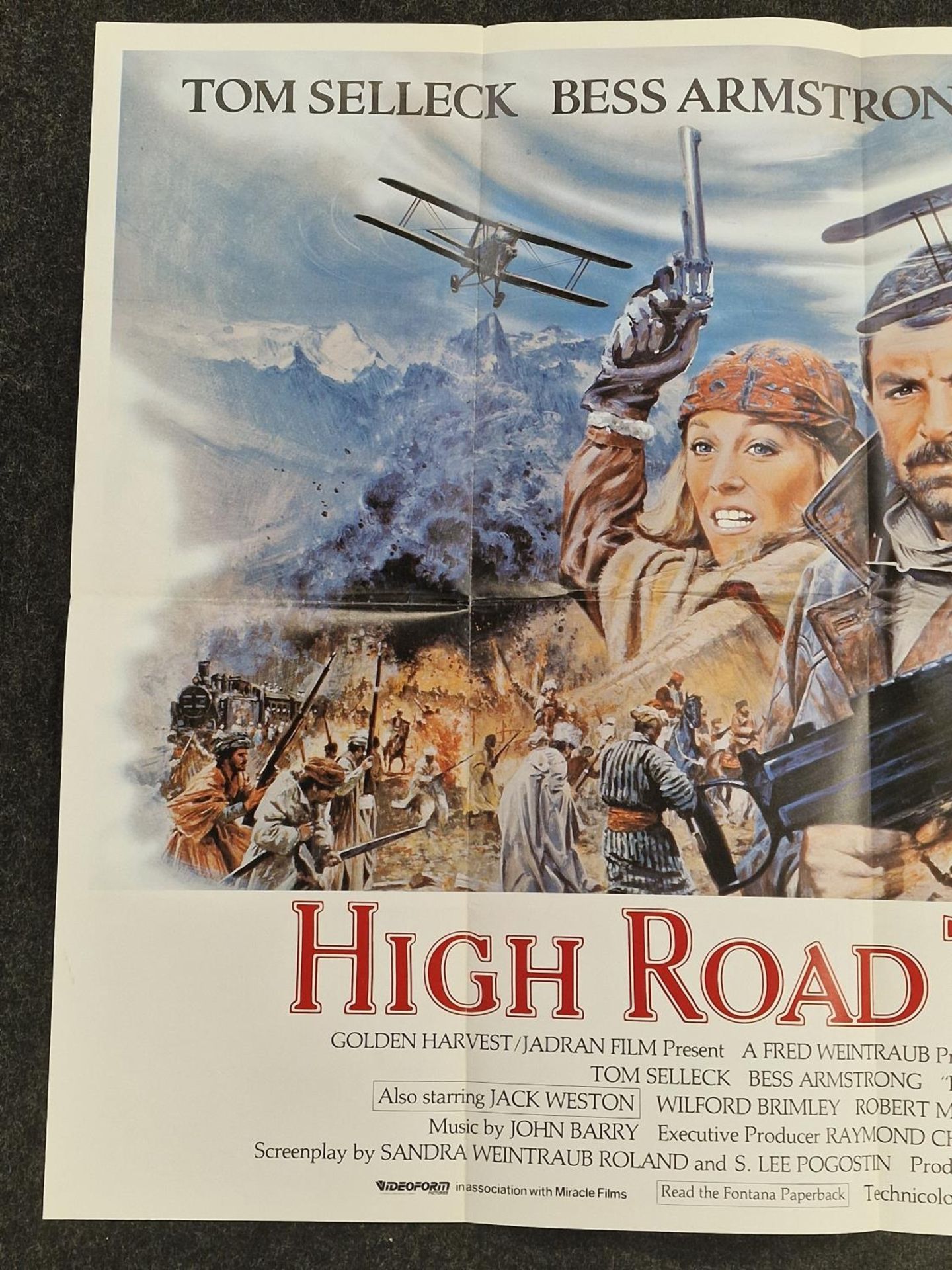 "High Road to China" original vintage folded quad film poster 1983 starring Tom Selleck and Bess - Image 2 of 4