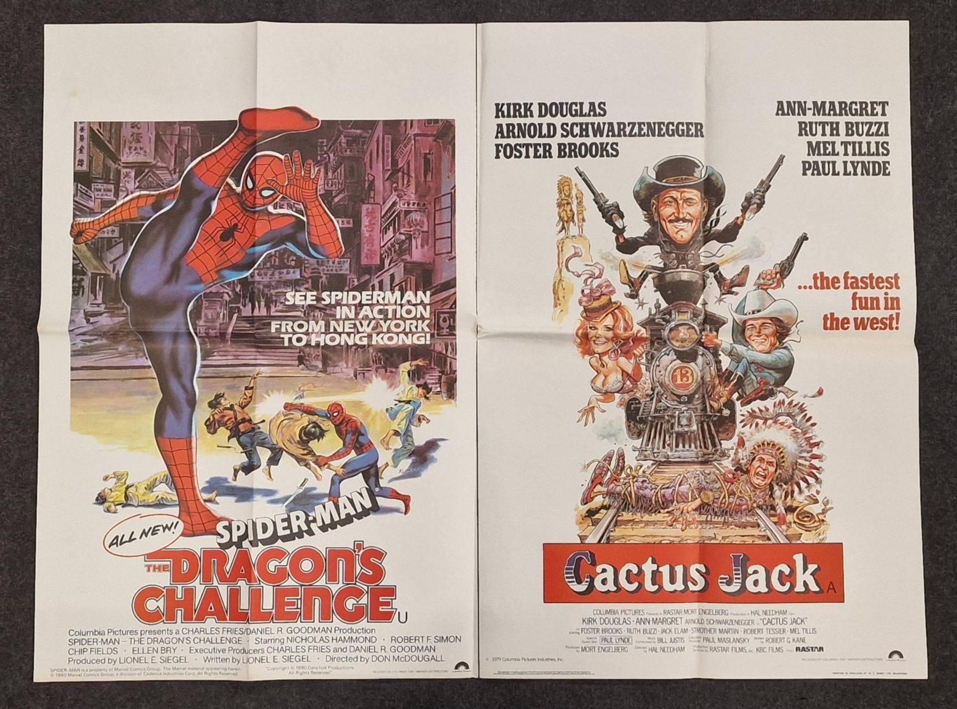 Double Bill "Spider-Man: The Dragon's Challenge/Cactus Jack" original vintage folded quad film