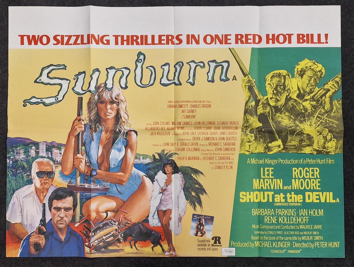 Double Bill "Sunburn/Shout at the Devil" original vintage folded quad film poster 1979 40"x30".