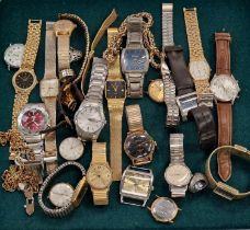 Collection of gents and ladies wristwatches together with other costume jewellery.