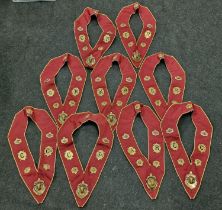 Collection of masonic collars/neck pieces with jewels. Nine in total.