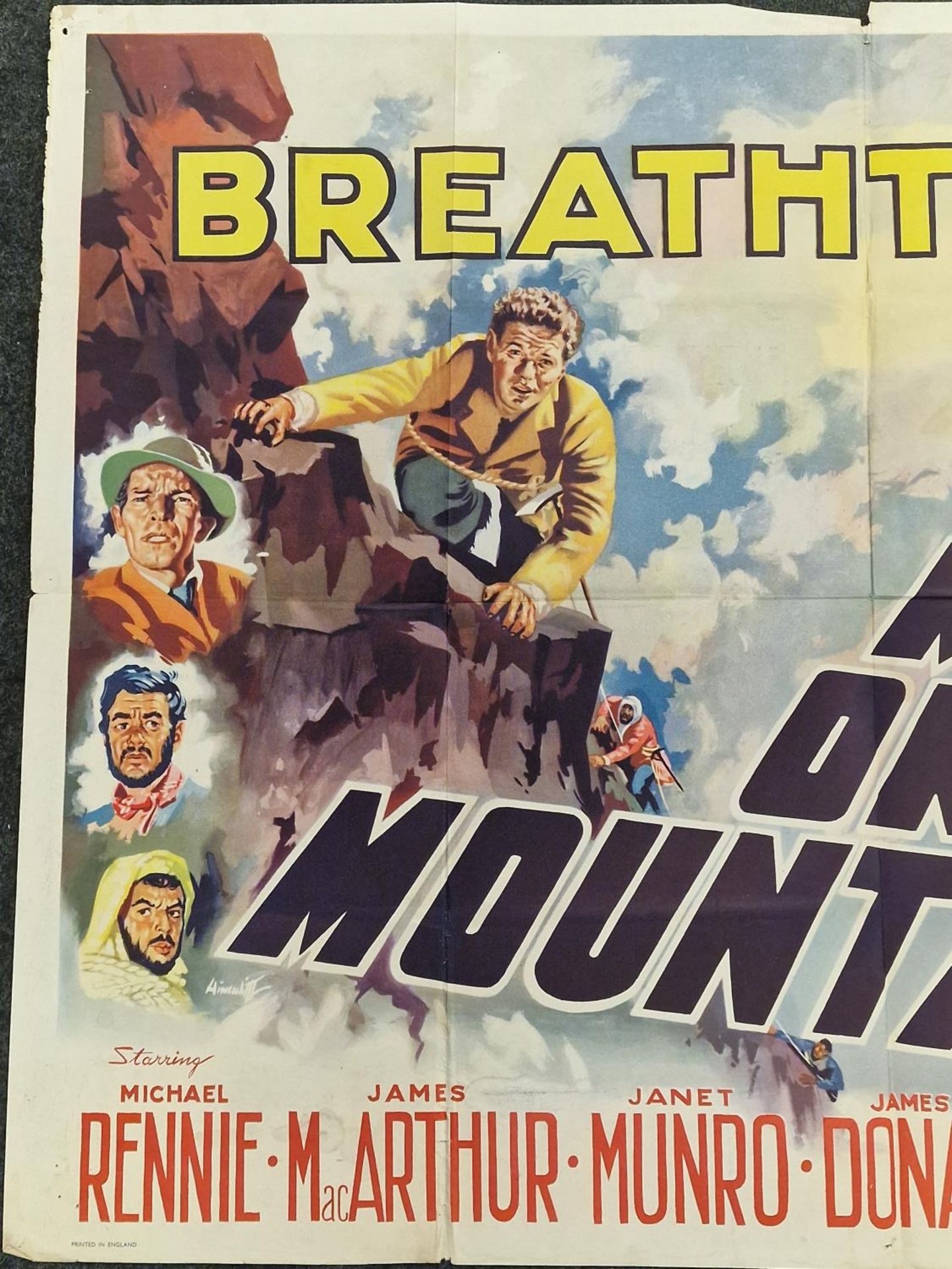 "Third Man On The Mountain" original vintage Walt Disney folded quad film poster 1959 starring - Image 2 of 5