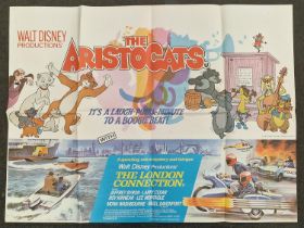 "The Aristocats" original vintage Walt Disney folded quad film poster 1979 starring Jeffrey Byron,