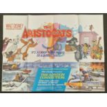 "The Aristocats" original vintage Walt Disney folded quad film poster 1979 starring Jeffrey Byron,