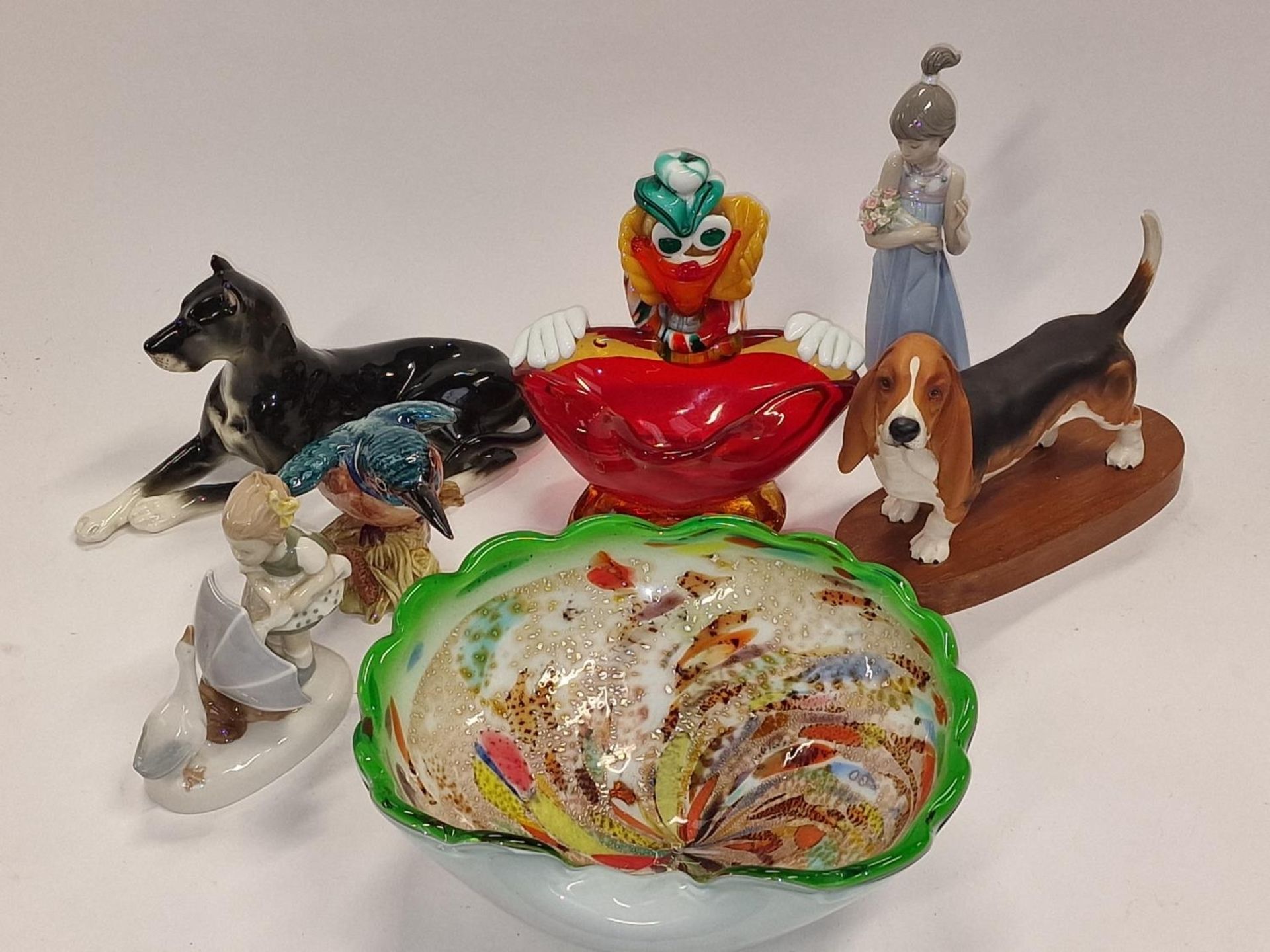 Collection of china and glassware figurines to include Murano Clown and Lladro. - Image 2 of 2