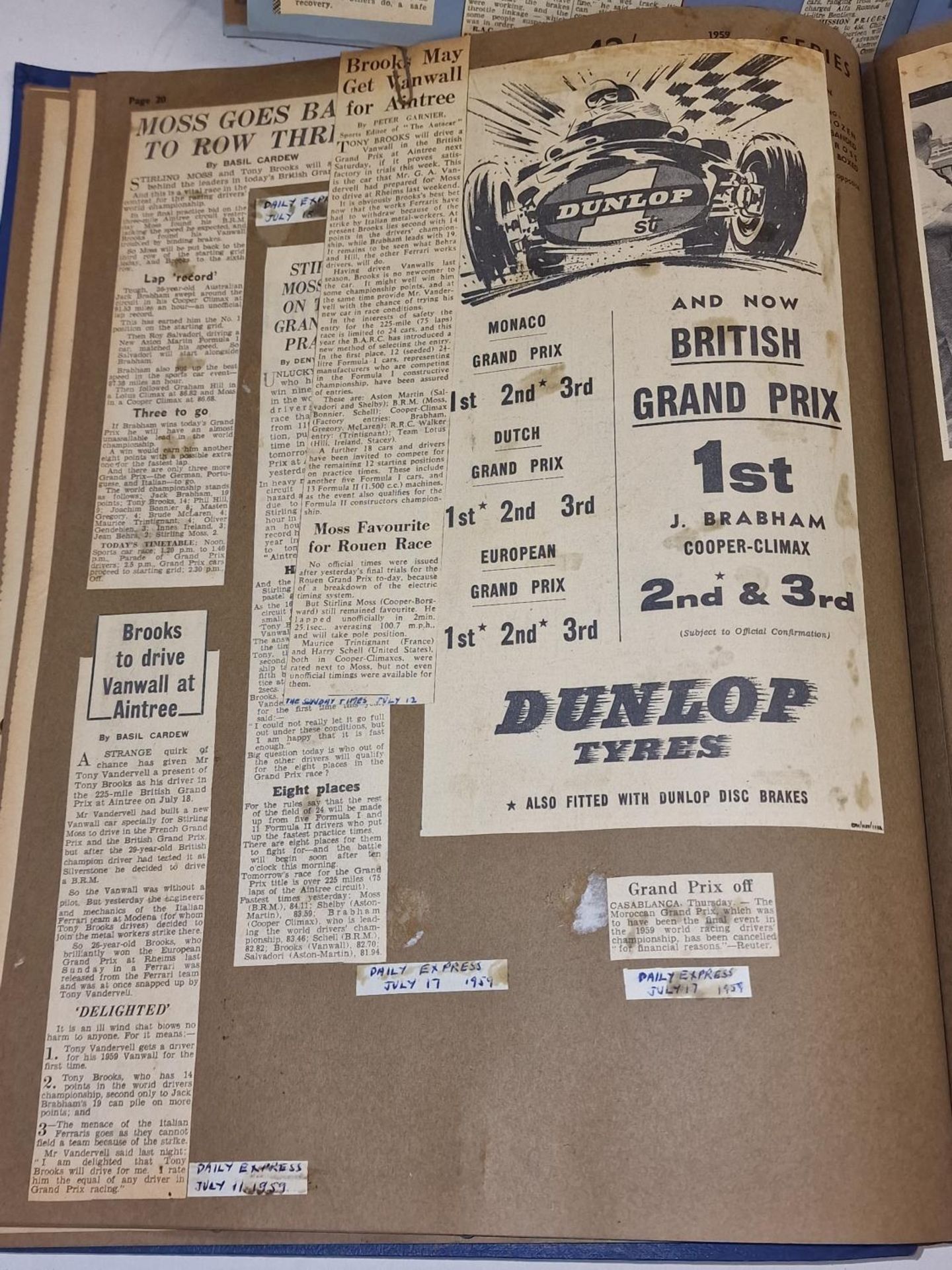 Two large scrapbooks containing vintage newspaper clippings relating to Motorsport in the 1950's and - Image 4 of 7