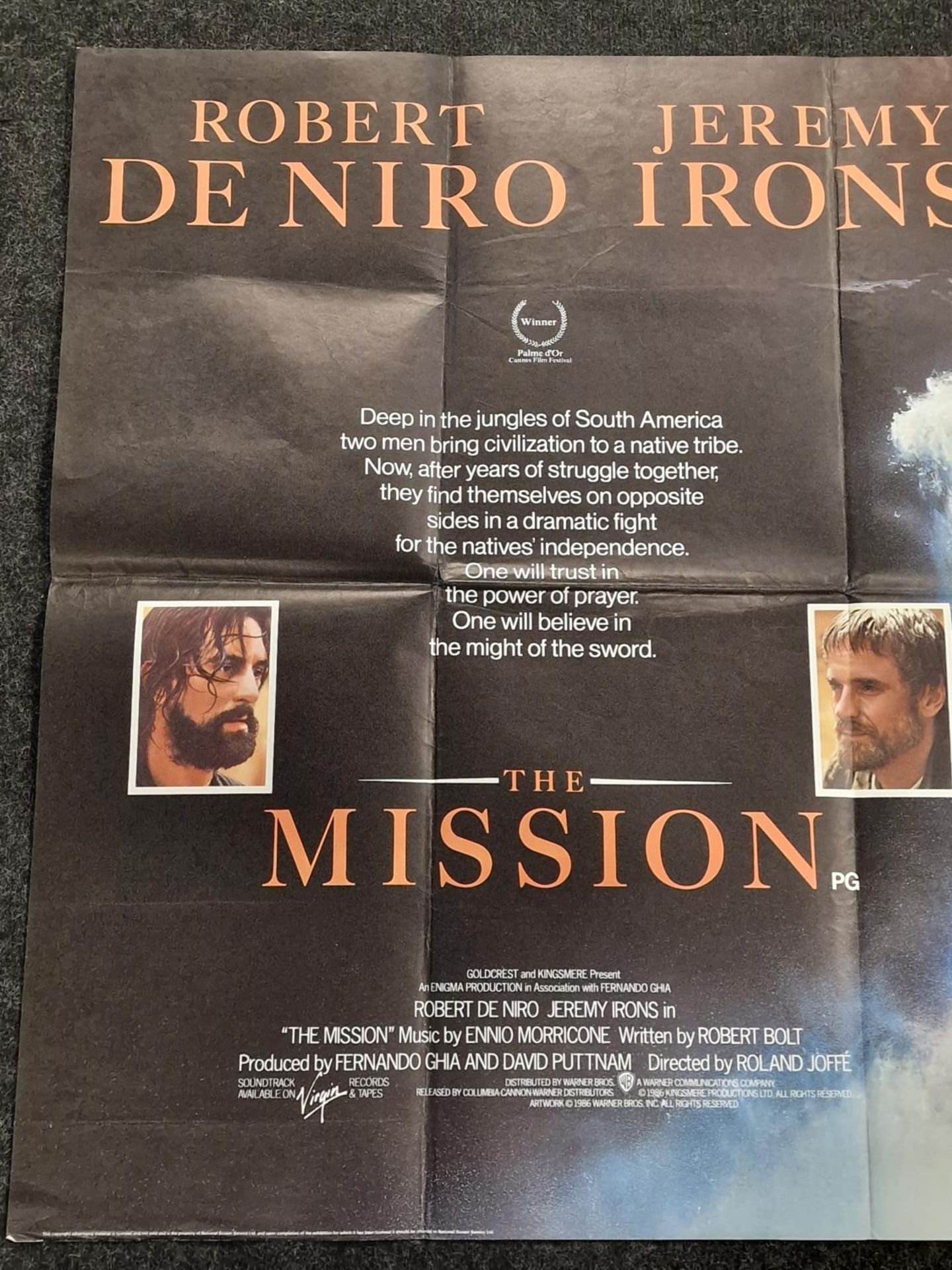 "The Mission" original vintage folded quad film poster 1986 starring Robert De Niro and Jeremy Irons - Image 2 of 5