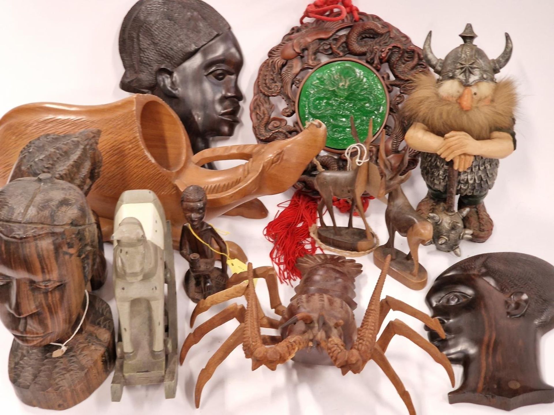 Collection of assorted wooden sculptures and other items. - Image 2 of 2