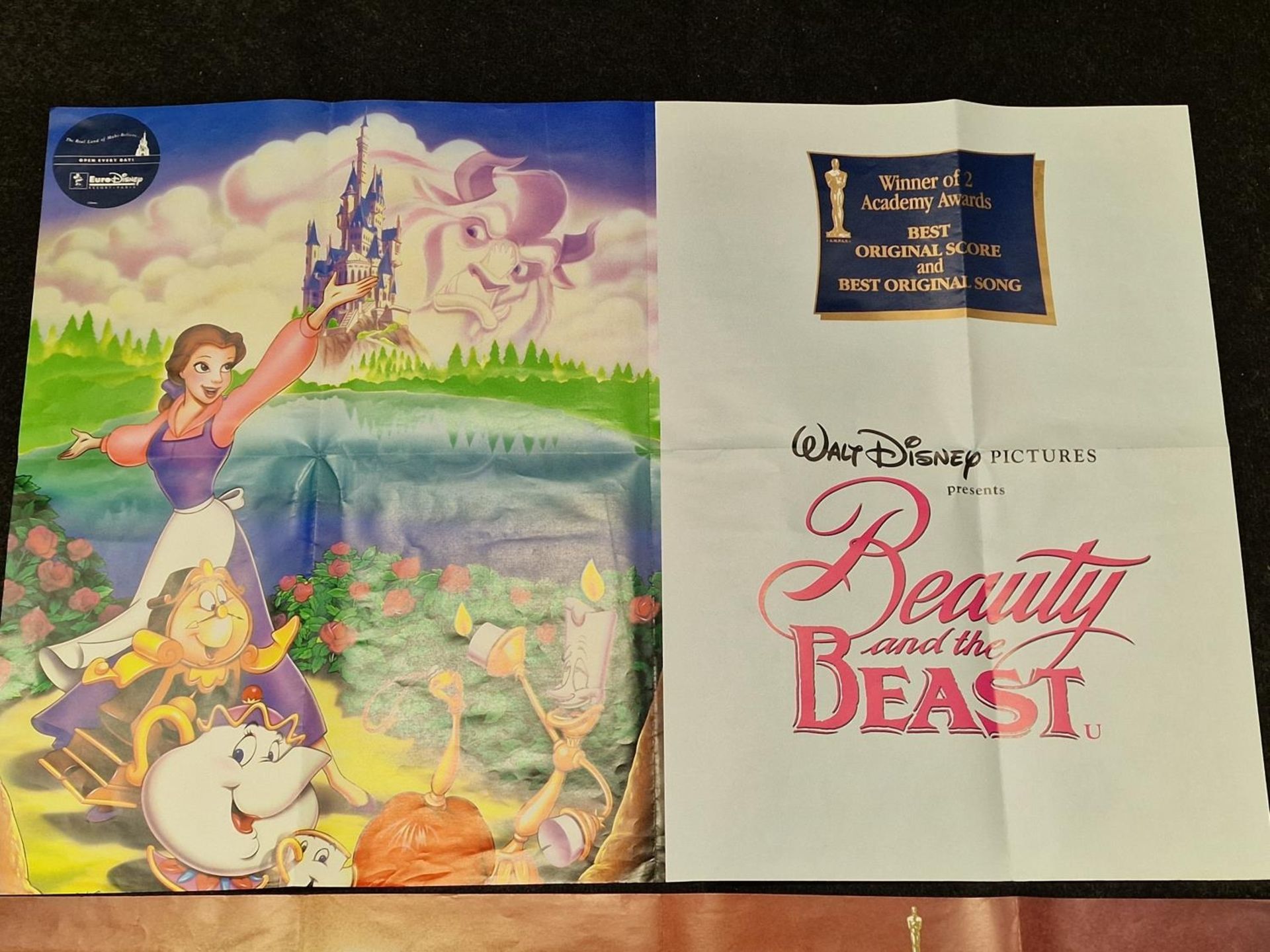 "Beauty and the Beast" two original Walt Disney folded quad film posters 1991 each 40"x30". - Image 3 of 4