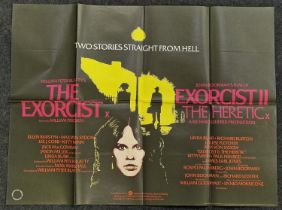 "The Exorcist and Exorcist II The Heretic" original vintage folded quad film poster 1980 starring