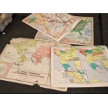 Collection of four vintage large scale double sided French maps possibly from a schooling