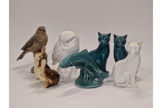 Poole Pottery collection of animals to include Thrush, cats, trout etc (8). - Image 1 of 3