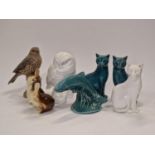 Poole Pottery collection of animals to include Thrush, cats, trout etc (8).