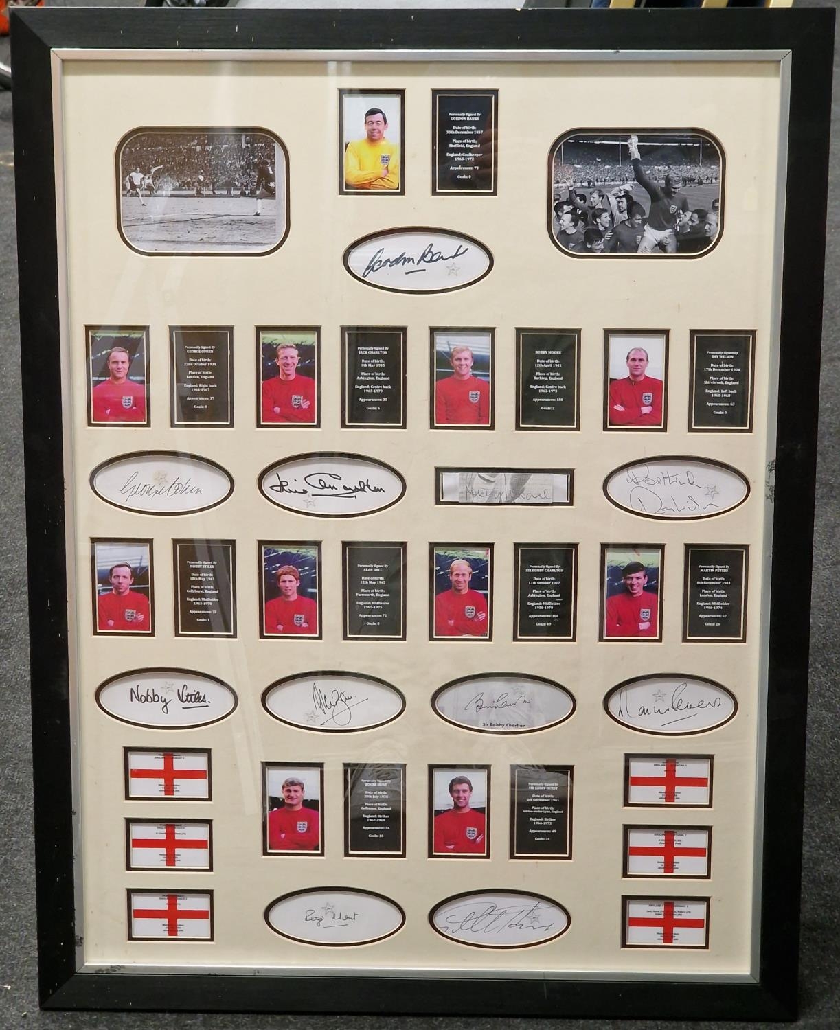 Framed world cup 1966 team real signature signed photographs with certificate of authenticity