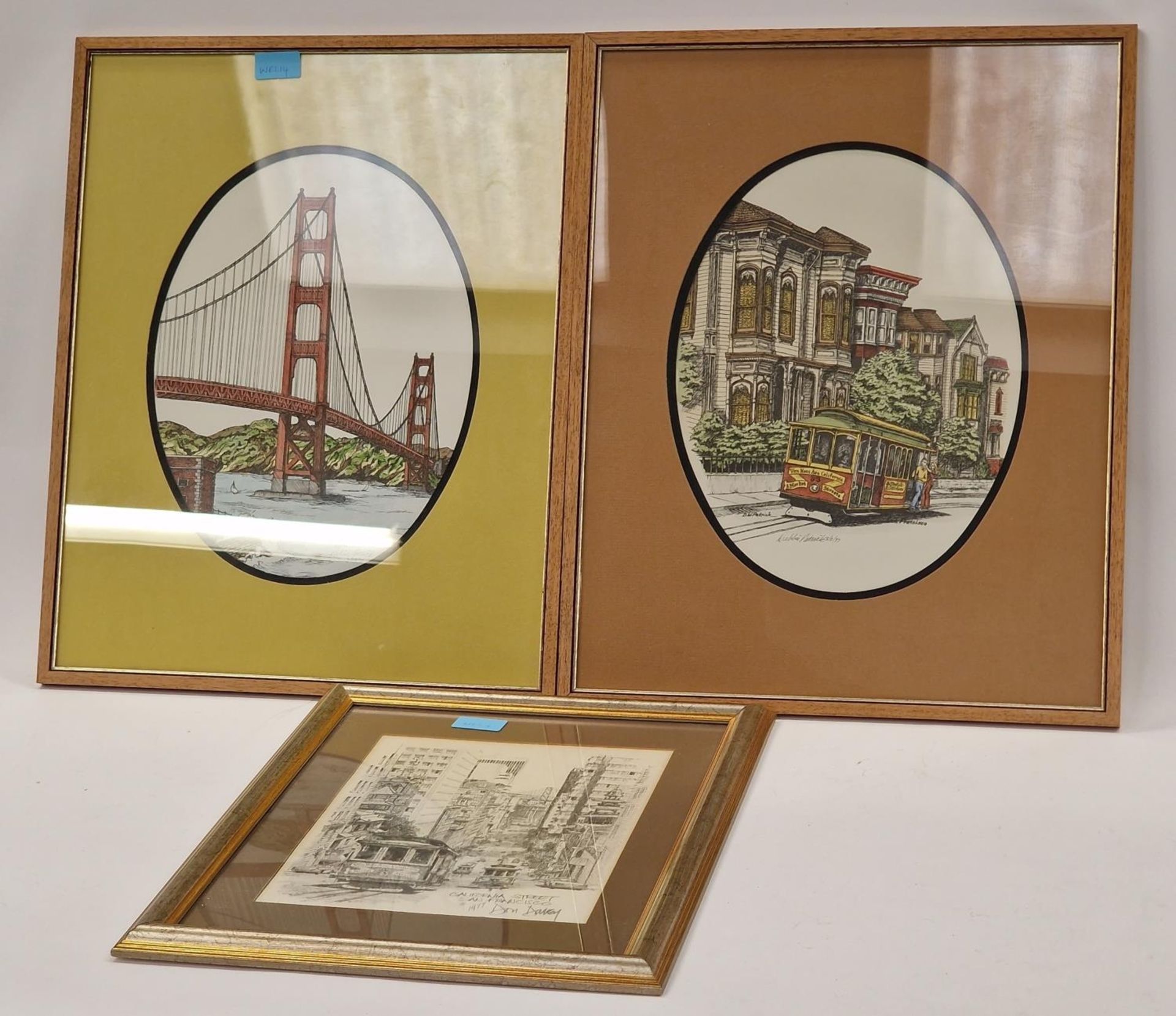 Collection of three San Francisco related pictures to include Golden Gate Bridge, two by Debbie