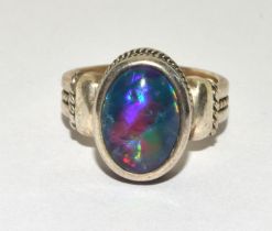 Suarti silver heavy fire opal ring Size T +