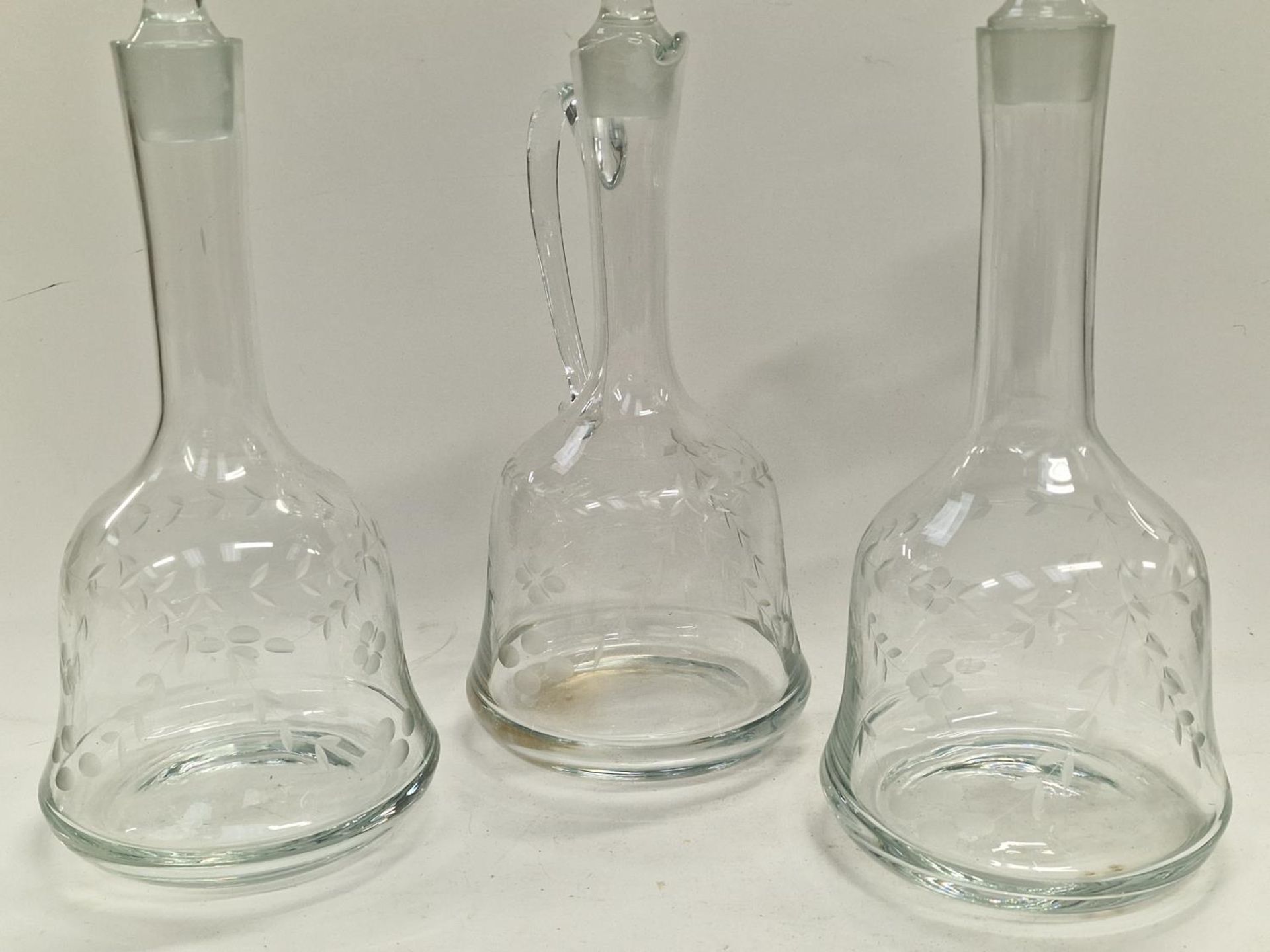 Three etched glass decanters with stoppers. - Image 3 of 3