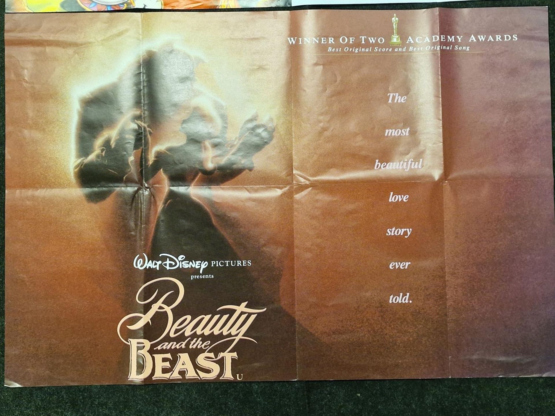 "Beauty and the Beast" two original Walt Disney folded quad film posters 1991 each 40"x30". - Image 2 of 4
