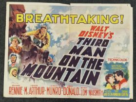 "Third Man On The Mountain" original vintage Walt Disney folded quad film poster 1959 starring