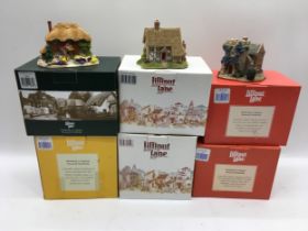 6 x Lilliput lane Summer sunday L2339, Arbury lodge L2106, Hampton Manor L2056, Foget-Me-Not,