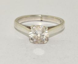 A W/G on 925 silver solitaire ring Size I