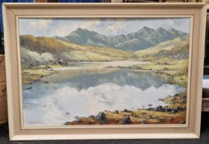 Chas Wyatt Warren: Large framed oil on board painting of a Natural landscape scene 105x74cm.