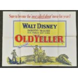 "Old Yeller" original vintage Walt Disney folded quad film poster 1957 starring Dorothy McGuire,