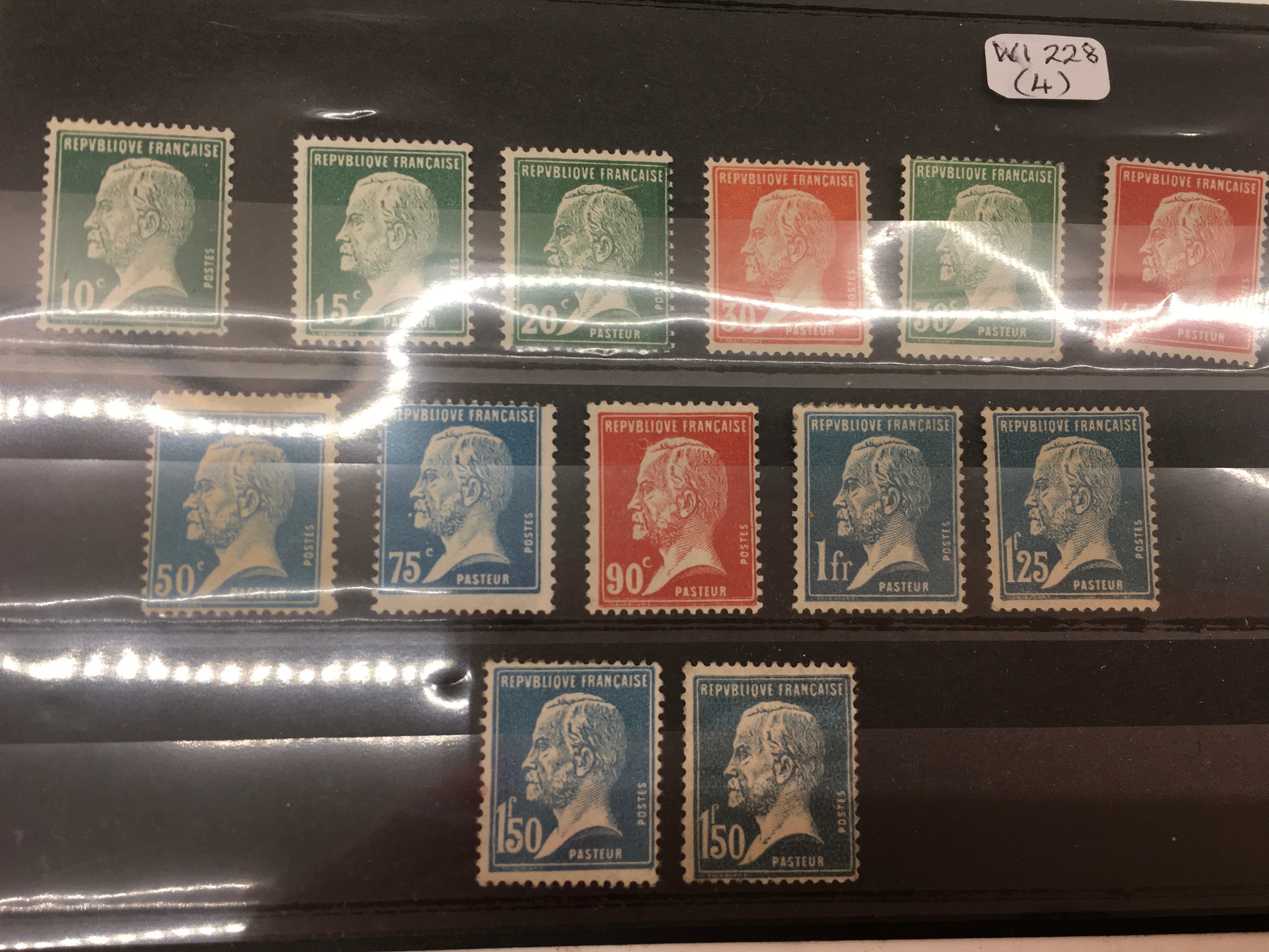 France 1923 complete mounted mint Pasteur set Cat £95