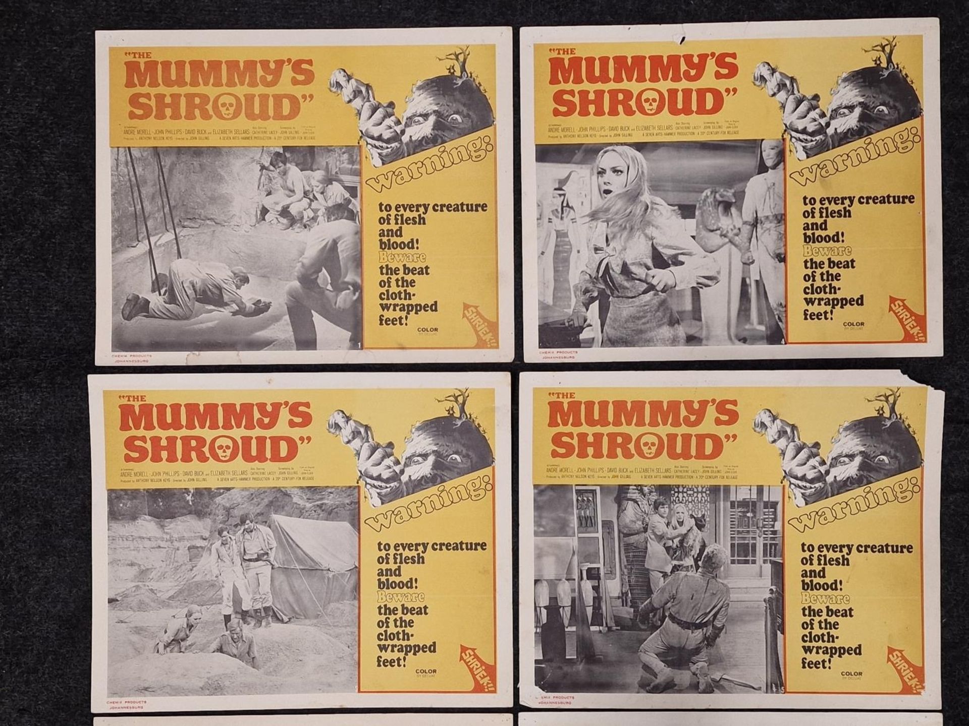 Film interest: Full set of eight vintage lobby cards for "The Mummy's Shroud" 1967. - Image 2 of 4