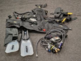 A collection of scuba gear.