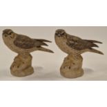 Poole Pottery 2 x Barbara Linley Adams stoneware merlins each 18cm tall.