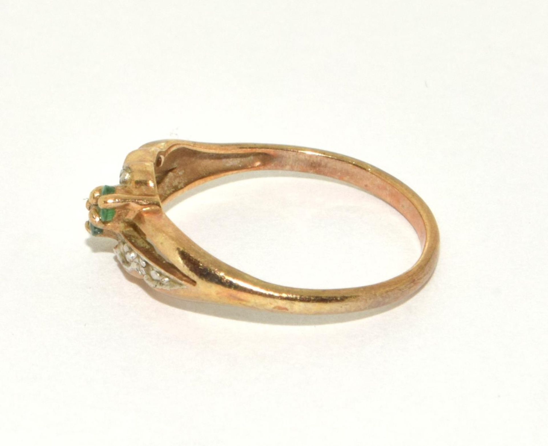 Emerald/Diamond 9ct gold ring Size L. - Image 2 of 5