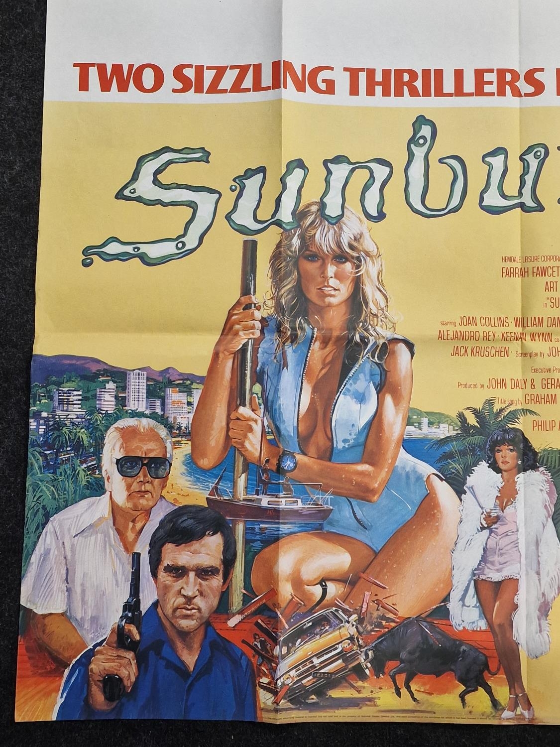 Double Bill "Sunburn/Shout at the Devil" original vintage folded quad film poster 1979 40"x30". - Image 2 of 5