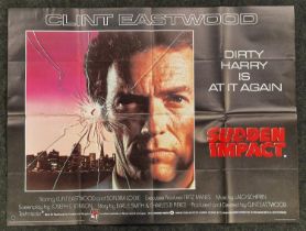 "Sudden Impact" original vintage folded quad film poster 1983 starring Clint Eastwood 40"x30".