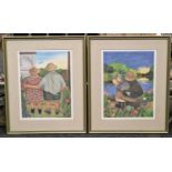 Theresa Richman: Pair or framed and glazed contemporary 1980's limited edition prints 21/500 and