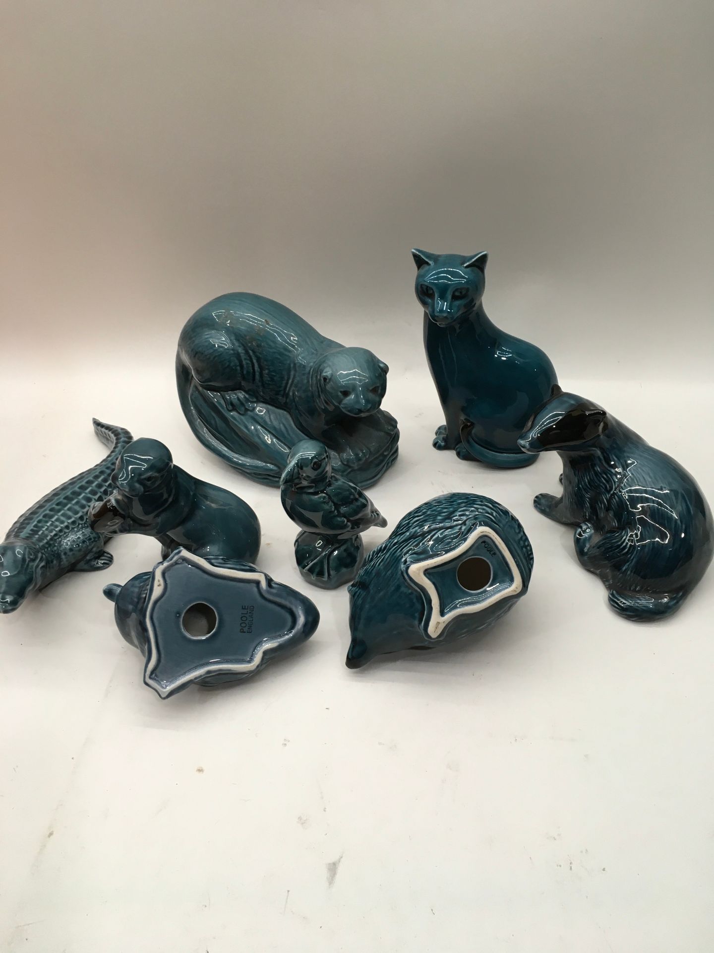 8 blue glazed Poole pottery animals. - Image 2 of 2