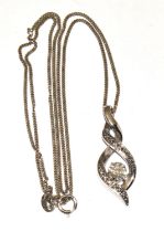 Diamond 925 silver pendant and chain