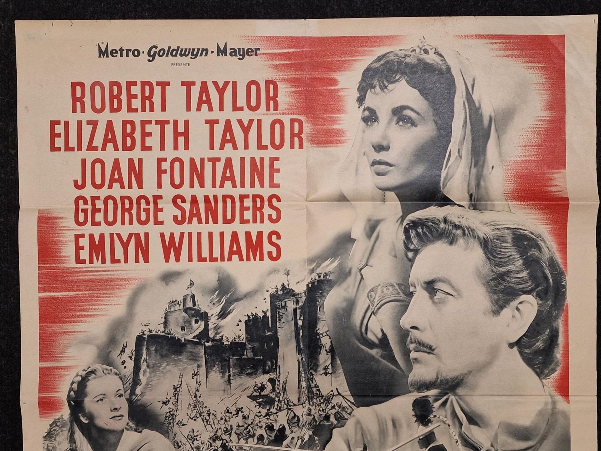 "Ivanhoe" original vintage folded French film poster 1952 starring Robert Taylor, Elizabeth - Image 2 of 4