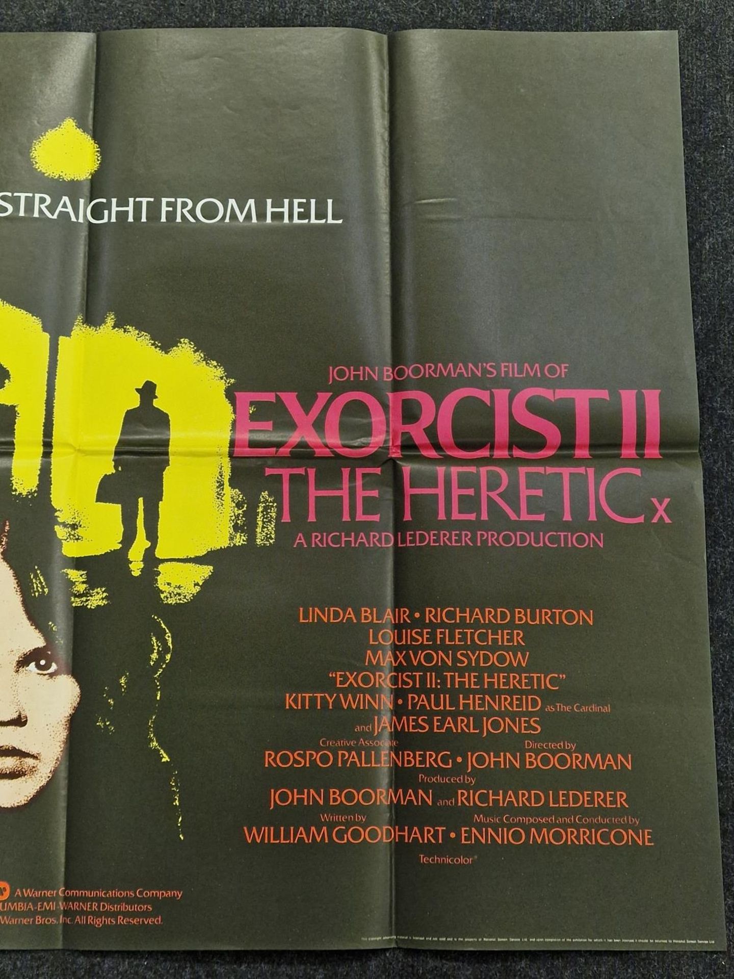 "The Exorcist and Exorcist II The Heretic" original vintage folded quad film poster 1980 starring - Image 3 of 5