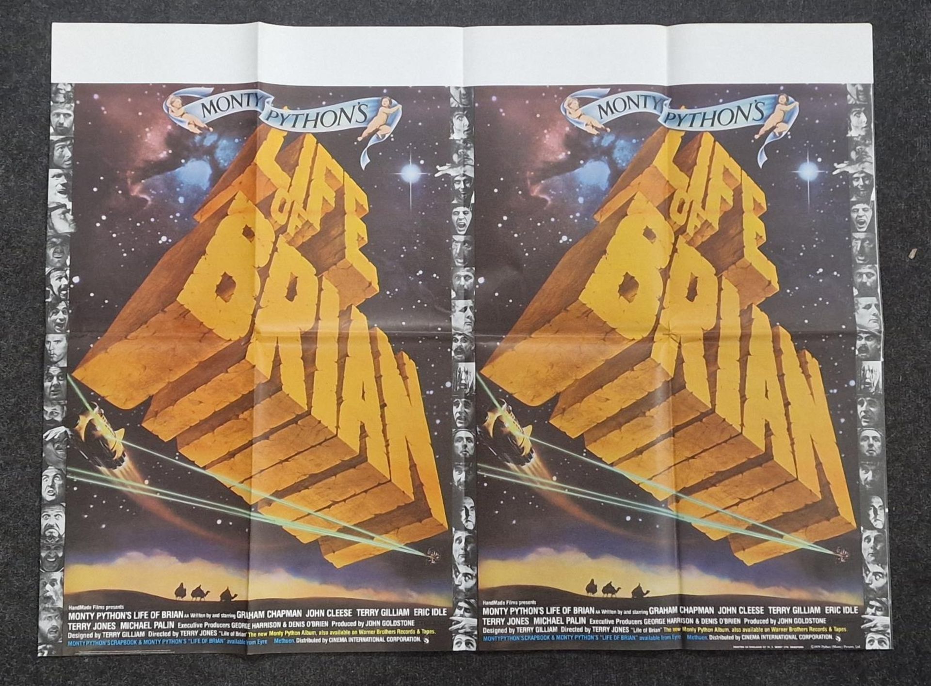 "Monty Python's Life of Brian" original vintage folded quad film poster 1979 starring Graham