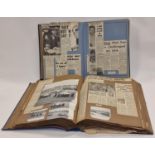 Two large scrapbooks containing vintage newspaper clippings relating to Motorsport in the 1950's and