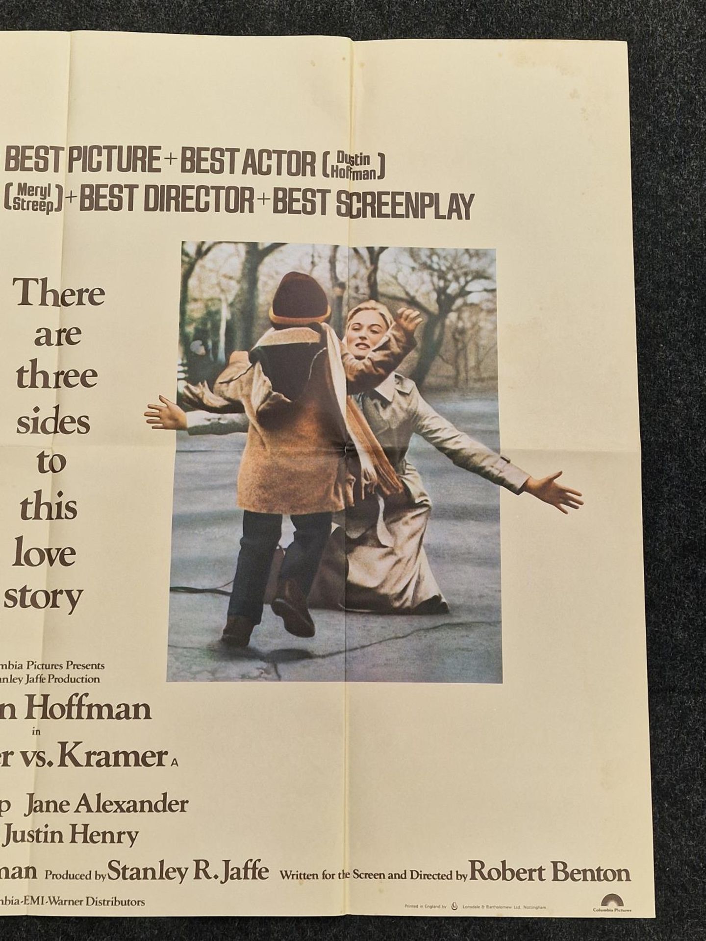 "Kramer vs Kramer" original vintage folded quad film poster 1980 starring Dustin Hoffman and Meryl - Image 3 of 5