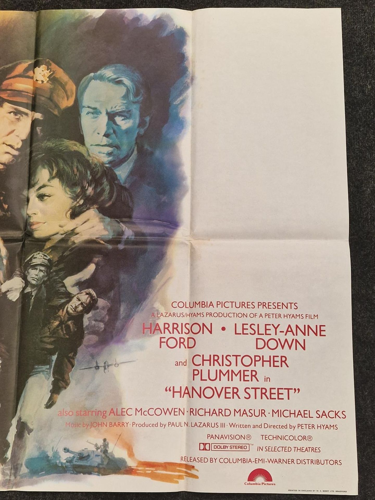 "Hanover Street" original vintage folded quad film poster 1979 starring Harrison Ford, Lesley-Anne - Image 3 of 5