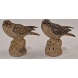 Poole Pottery 2 x Barbara Linley Adams stoneware merlins each 18cm tall.