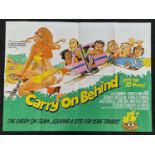 "Carry On Behind" original vintage folded quad film poster 1975 starring Elke Sommer, Kenneth