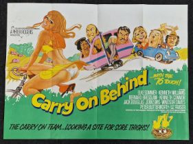 "Carry On Behind" original vintage folded quad film poster 1975 starring Elke Sommer, Kenneth