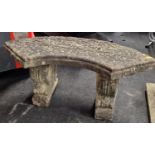 A twin pedestal concrete convex garden seat 40x100x30cm