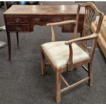 Mahogany writing table with splade legs and drop brass handles made by a local crafts man with