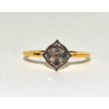 Art Deco style diamond and silver ring Size M